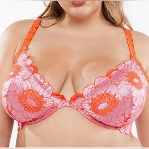 Floral Lace Bra in Pink and Orange